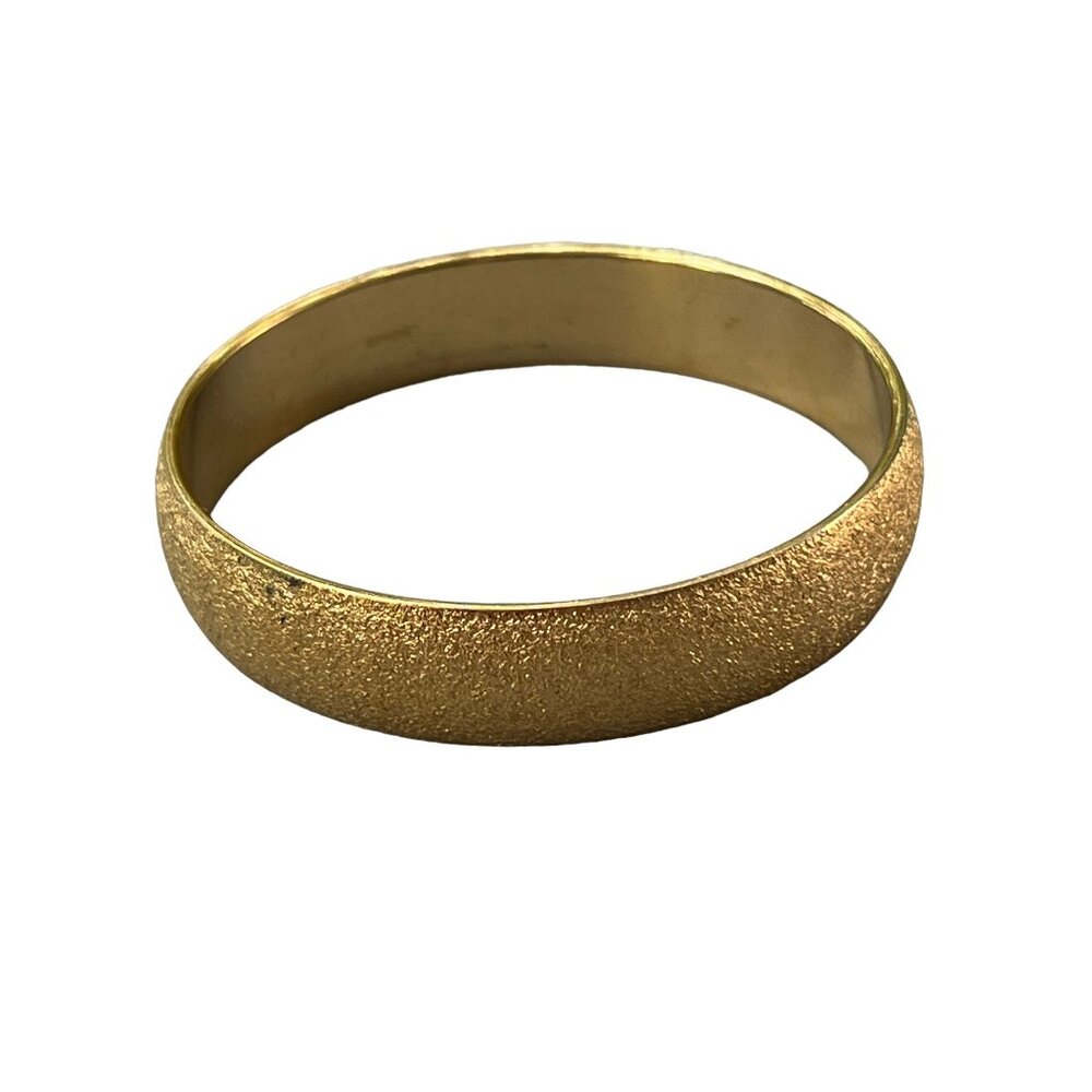 Vintage 70s Monet Gold Tone Textured Bangle Bracelet 2.5" Diameter